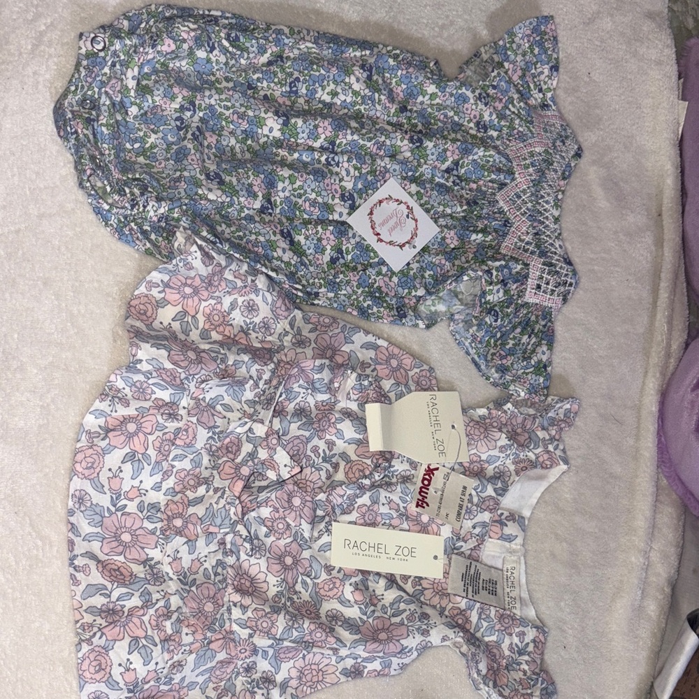 Rachel Zoe Blue and Pink Floral Baby Dresses